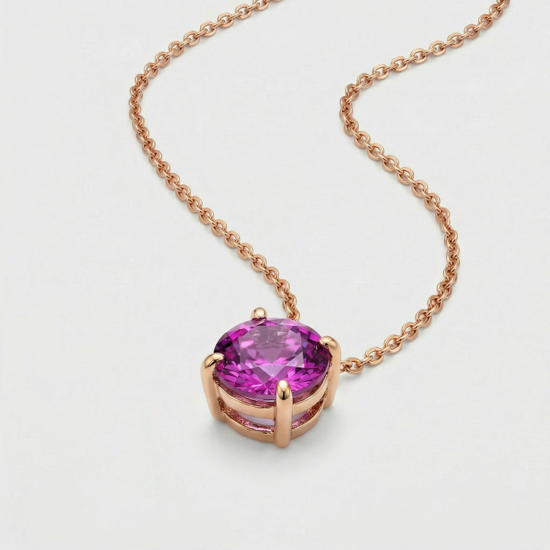 tourmaline birthstone necklace in rose gold finish — side view