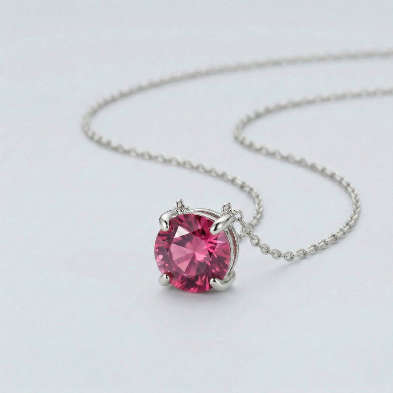 tourmaline birthstone necklace in white gold finish — side view