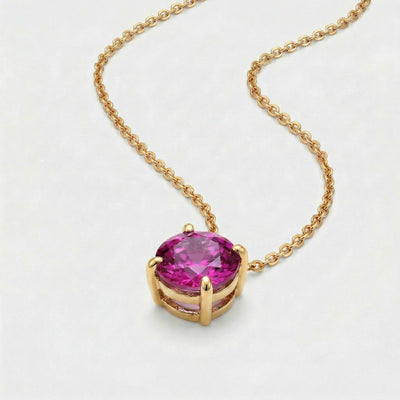 tourmaline birthstone necklace in yellow gold finish — side view