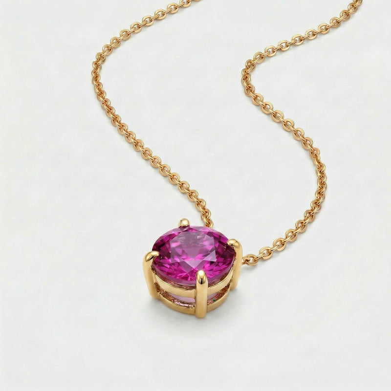 tourmaline birthstone necklace in yellow gold finish — side view