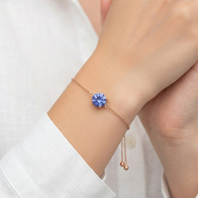tanzanite birthstone bracelet in rose gold finish — model view