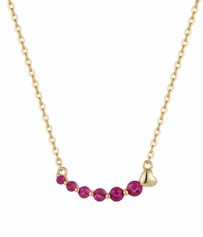 Starlight Graduated Red Ruby Bar Pendant Necklace