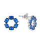 Starlight Blue Sapphire Circle Stud Earrings