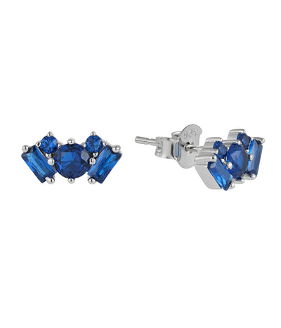 Starlight Blue Sapphire Geometric Stud Earrings