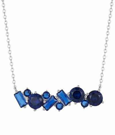 Starlight Blue Sapphire Geometric Pendant Necklace