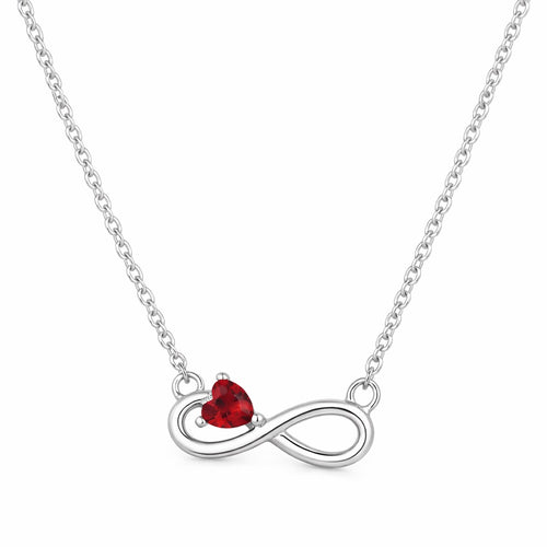 garnet birthstone necklace in white gold finish — front view