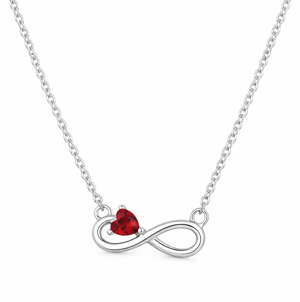 garnet birthstone necklace in white gold finish — front view