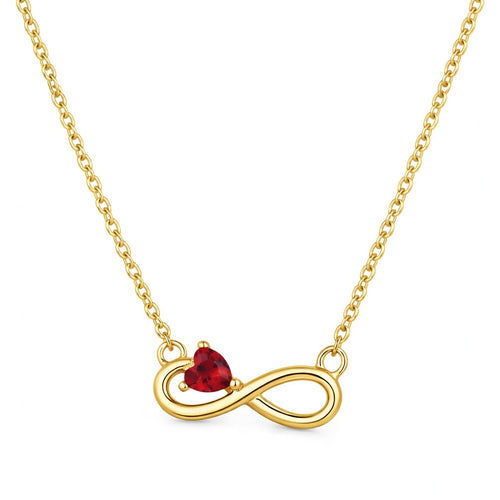 garnet birthstone necklace in yellow gold finish — front view