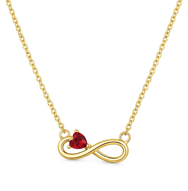 garnet birthstone necklace in yellow gold finish — front view