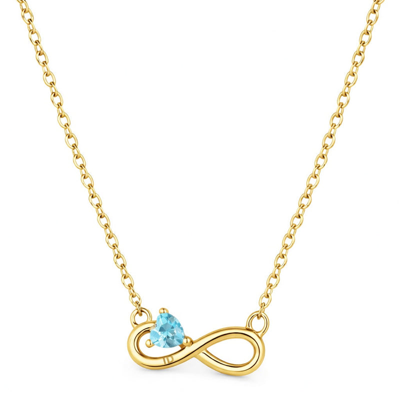 aquamarine birthstone necklace in yellow gold finish — front view