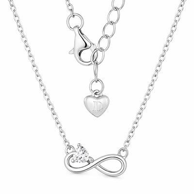 diamond birthstone necklace in white gold finish — back view