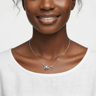 diamond birthstone necklace in white gold finish — model view