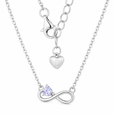 alexandrite birthstone necklace in white gold finish — back view