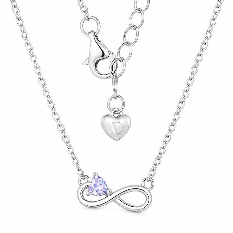 alexandrite birthstone necklace in white gold finish — back view