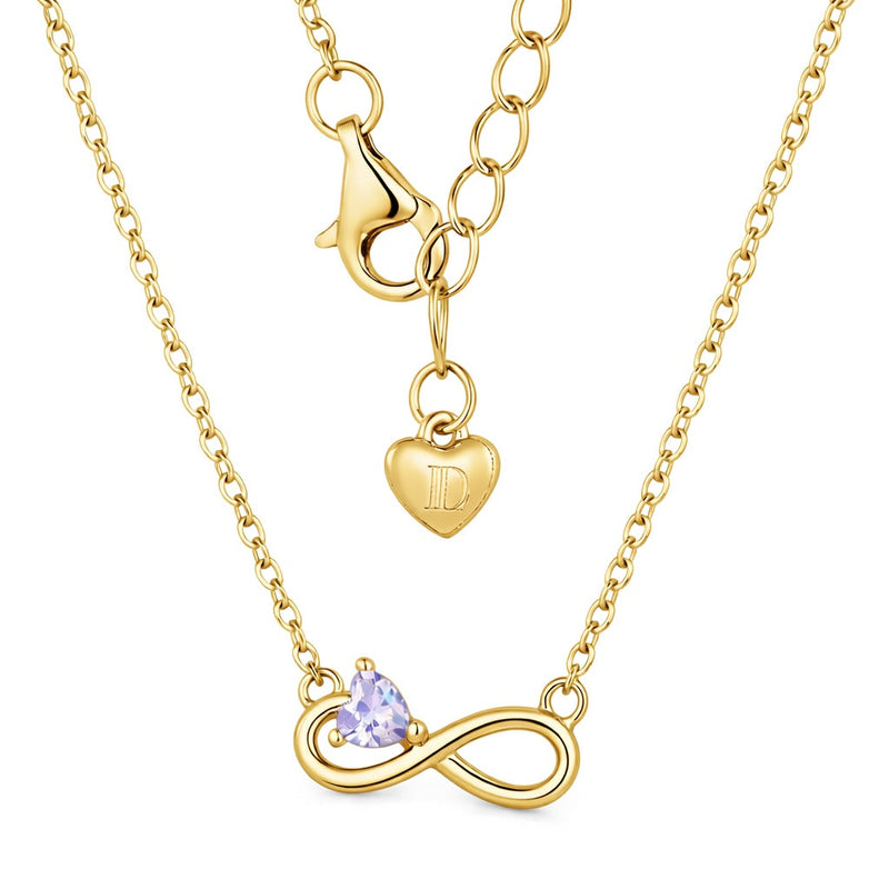 alexandrite birthstone necklace in yellow gold finish — back view