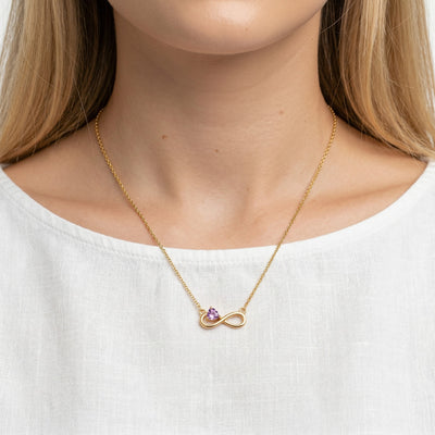 alexandrite birthstone necklace in yellow gold finish — model view