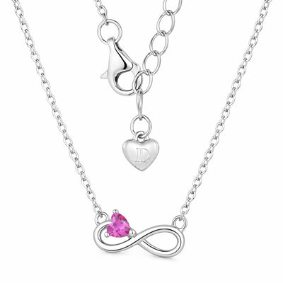 ruby birthstone necklace in white gold finish — back view