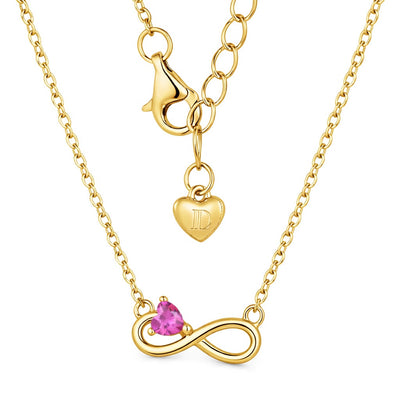 ruby birthstone necklace in yellow gold finish — back view