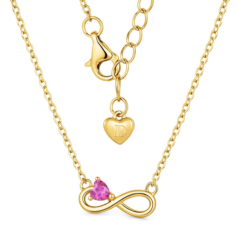 ruby birthstone necklace in yellow gold finish — back view