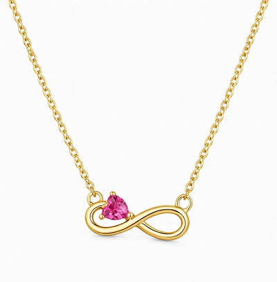 ruby birthstone necklace in yellow gold finish — front view