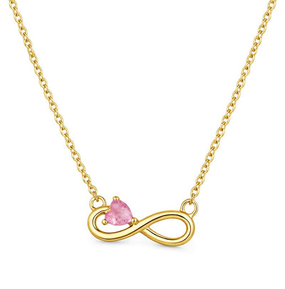 tourmaline birthstone necklace in white gold finish — back view