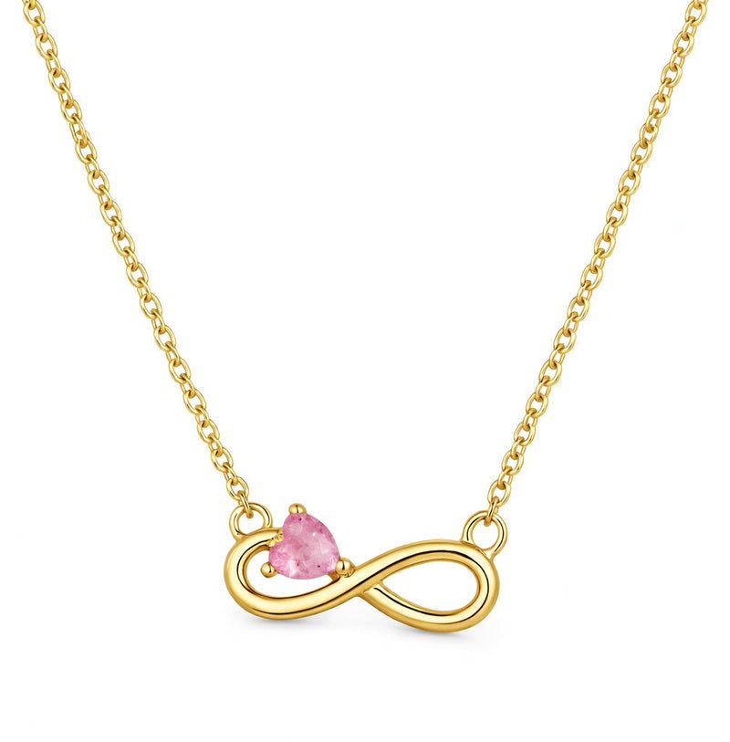 tourmaline birthstone necklace in white gold finish — back view