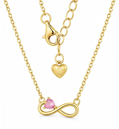 tourmaline birthstone necklace in yellow gold finish — back view