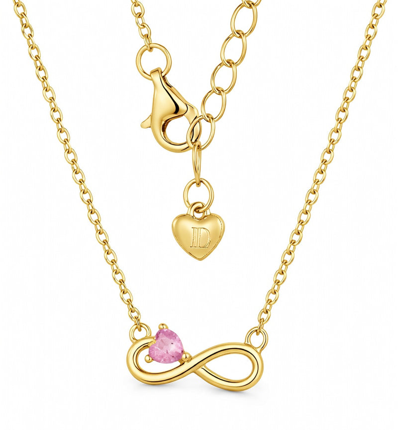 tourmaline birthstone necklace in yellow gold finish — back view