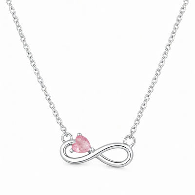 tourmaline birthstone necklace in white gold finish — front view