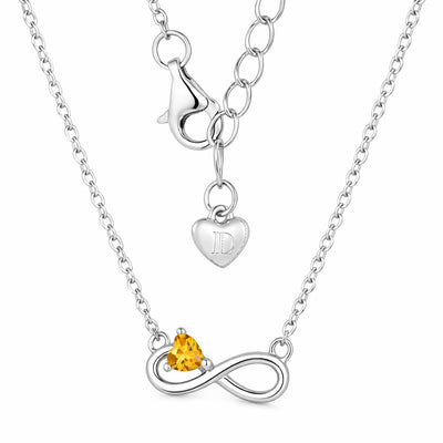 citrine birthstone necklace in white gold finish — back view