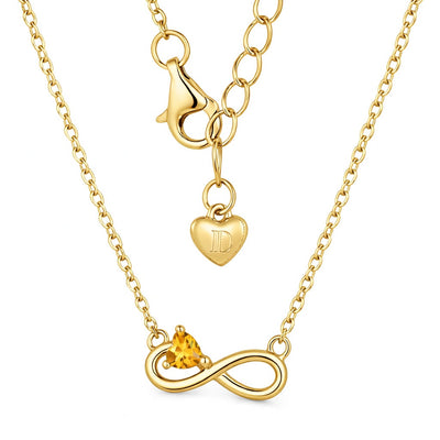 citrine birthstone necklace in yellow gold finish — back view
