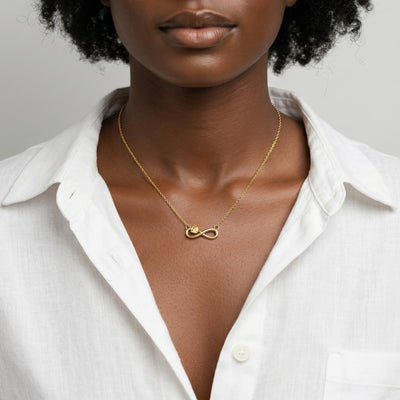 citrine birthstone necklace in yellow gold finish — model view