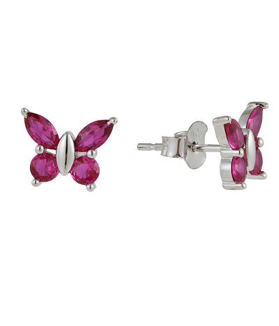 Starlight Red Ruby Butterfly Stud Earrings