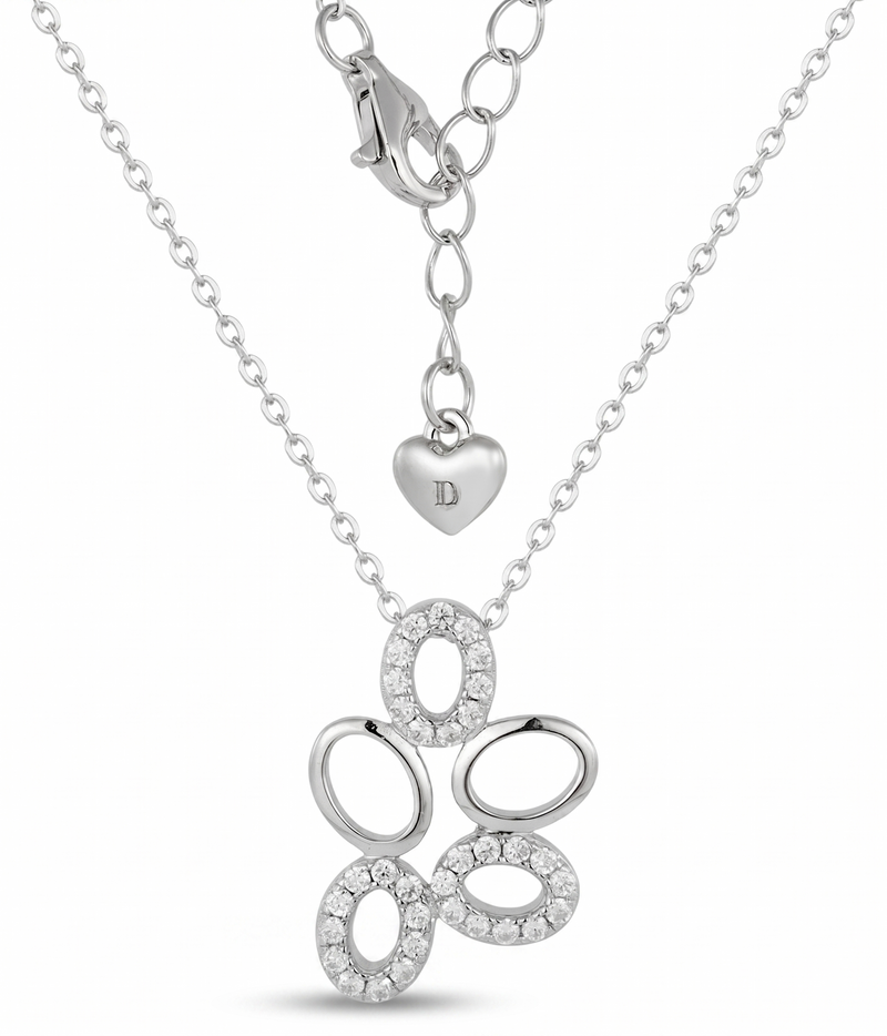 lumina forge eternal bloom moissanite necklace in white gold finish — back view