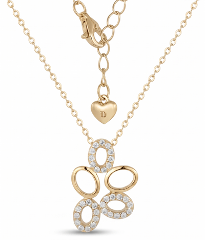 lumina forge eternal bloom moissanite necklace in yellow gold finish — back view