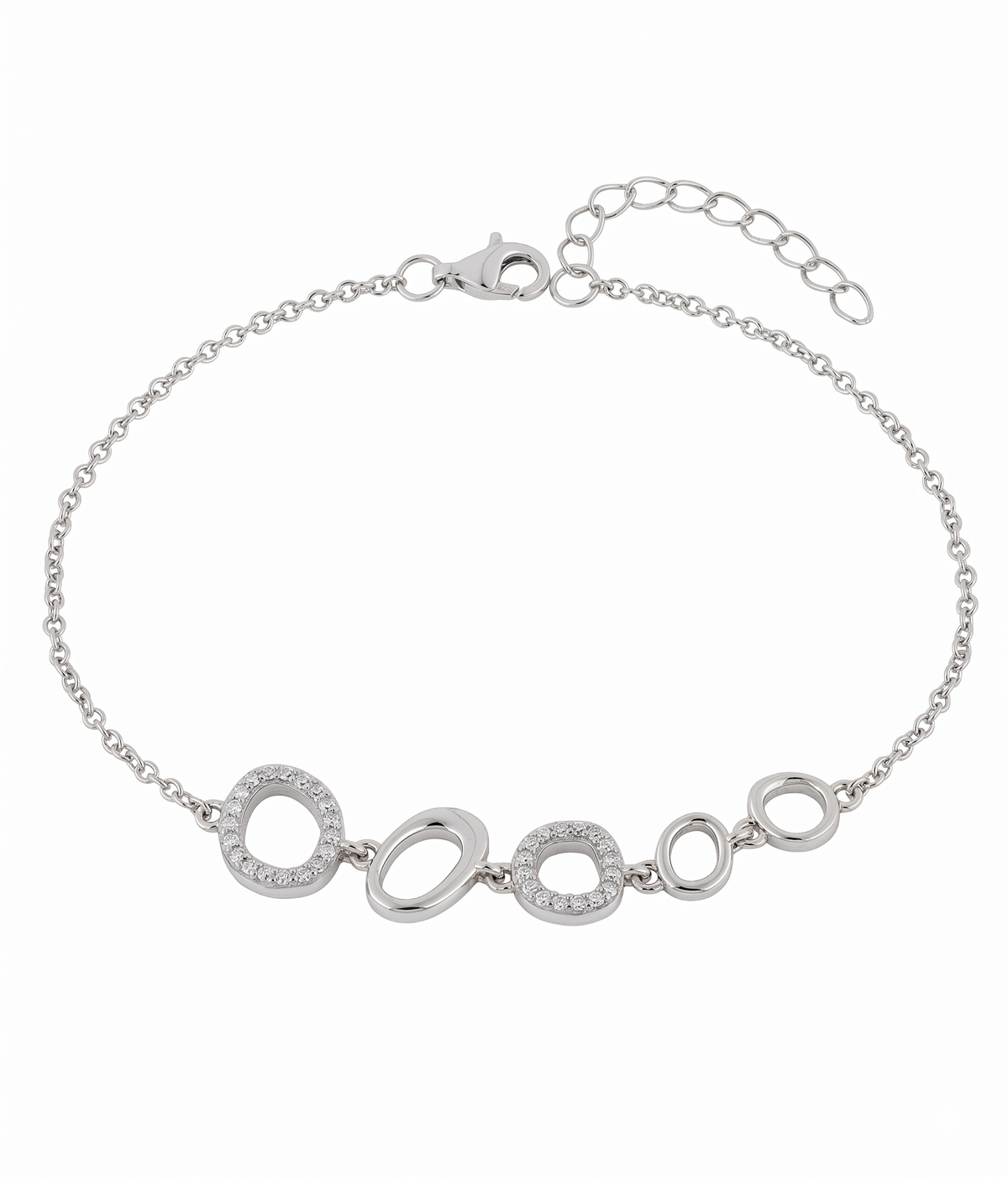 lumina forge eternal bloom moissanite bracelet in white gold finish — front view