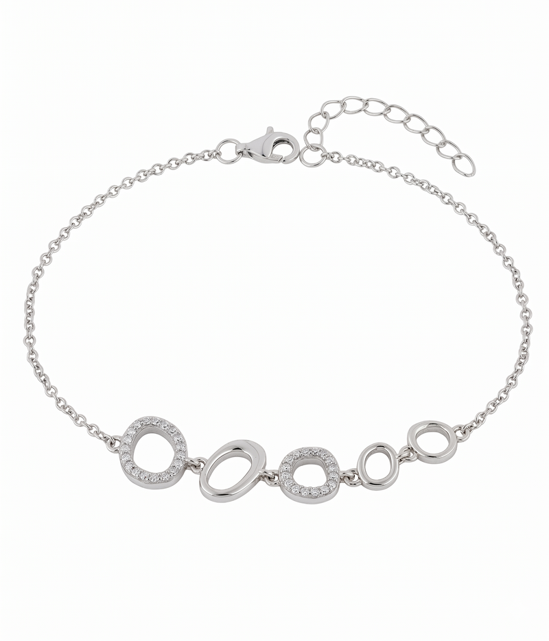 lumina forge eternal bloom moissanite bracelet in white gold finish — front view