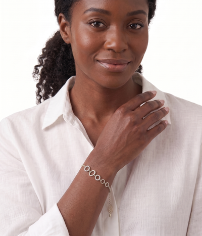 lumina forge eternal bloom moissanite bracelet in white gold finish — model view