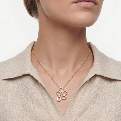 lumina forge eternal bloom moissanite necklace in yellow gold finish — model view